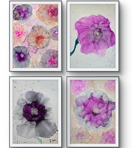 Quadryptich - Bloom in the Gaze (Violet Bloom) von Elena Gozunova, Werk auf Papier kaufen auf Singulart