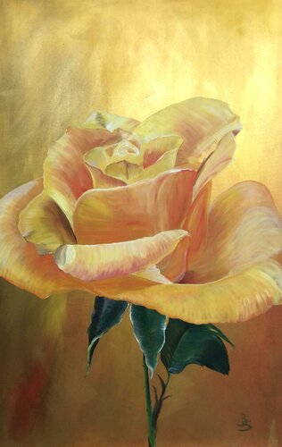 Rose auf Gold by Britta Steding, Painting for Sale on Singulart