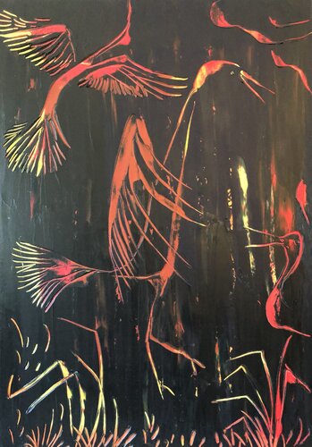 Kraniche by Britta Steding, Painting for Sale on Singulart