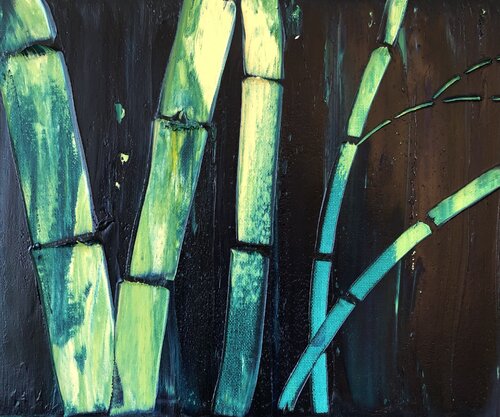 Grüner Bambus mit Ast di Britta Steding, Pittura in vendita su Singulart