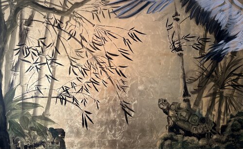 Kranich im Wind de Britta Steding, Pintura a la venta en Singulart