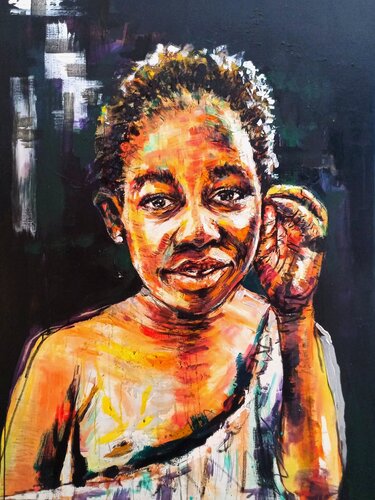 Curious Smile. van DOCTOR TIZA KHUMALO, Schilderij te koop op Singulart
