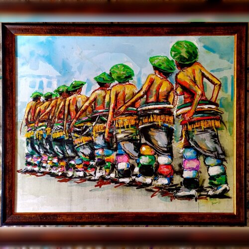 Ndebele Procession van DOCTOR TIZA KHUMALO, Schilderij te koop op Singulart