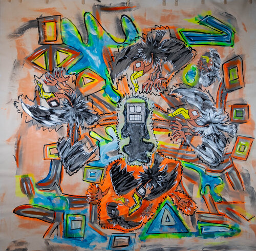 "the vultures circle above my consciousness" van Thomas Kelm, Schilderij te koop op Singulart