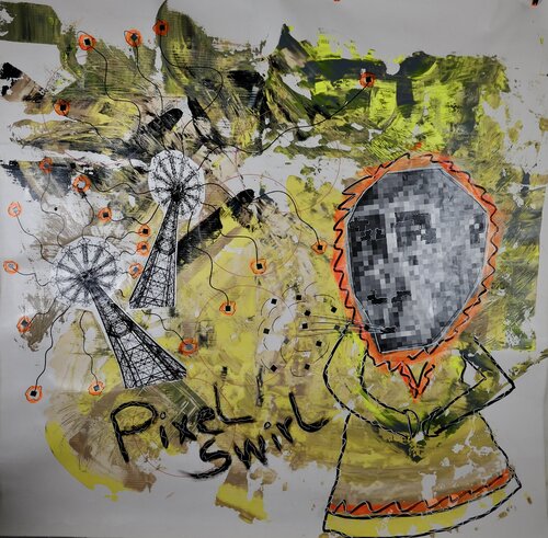 Pixel Swirl by Thomas Kelm, Painting for Sale on Singulart