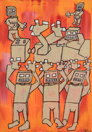 AI practices touch par Thomas Kelm, Peinture en vente sur Singulart