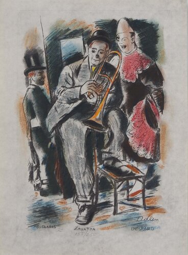 Zavatta, Le musicien, Lithographie originale signée de Michel Adlen, Impresión a la venta en Singulart