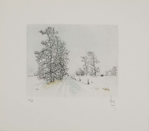 Route enneigée by Bernard Louedin, Print for Sale on Singulart