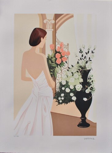 La mariée au bouquet by Serge Vergez, 版画 for Sale on Singulart