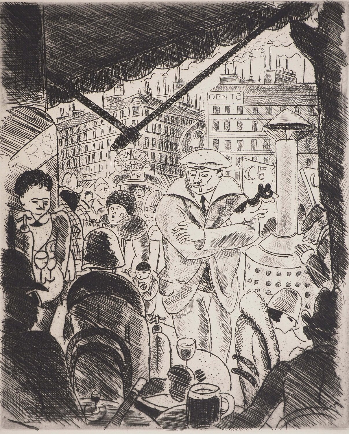 En terrasse, Gravure originale Pierre Falke Édition à vendre