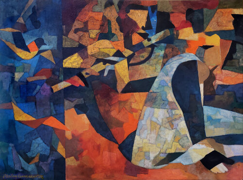 A rustic song di Malay Karmakar, Pittura in vendita su Singulart