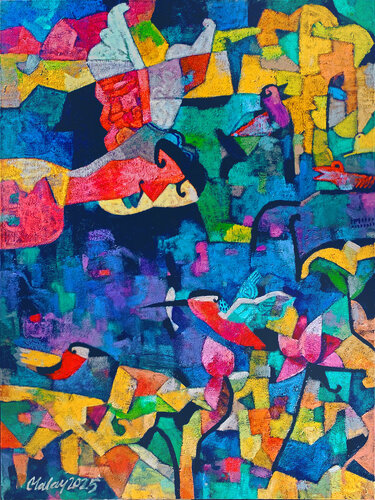 My dream lagoons di Malay Karmakar, Pittura in vendita su Singulart
