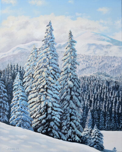 Winter forest by Andrii Lysenko, Painting for Sale on Singulart
