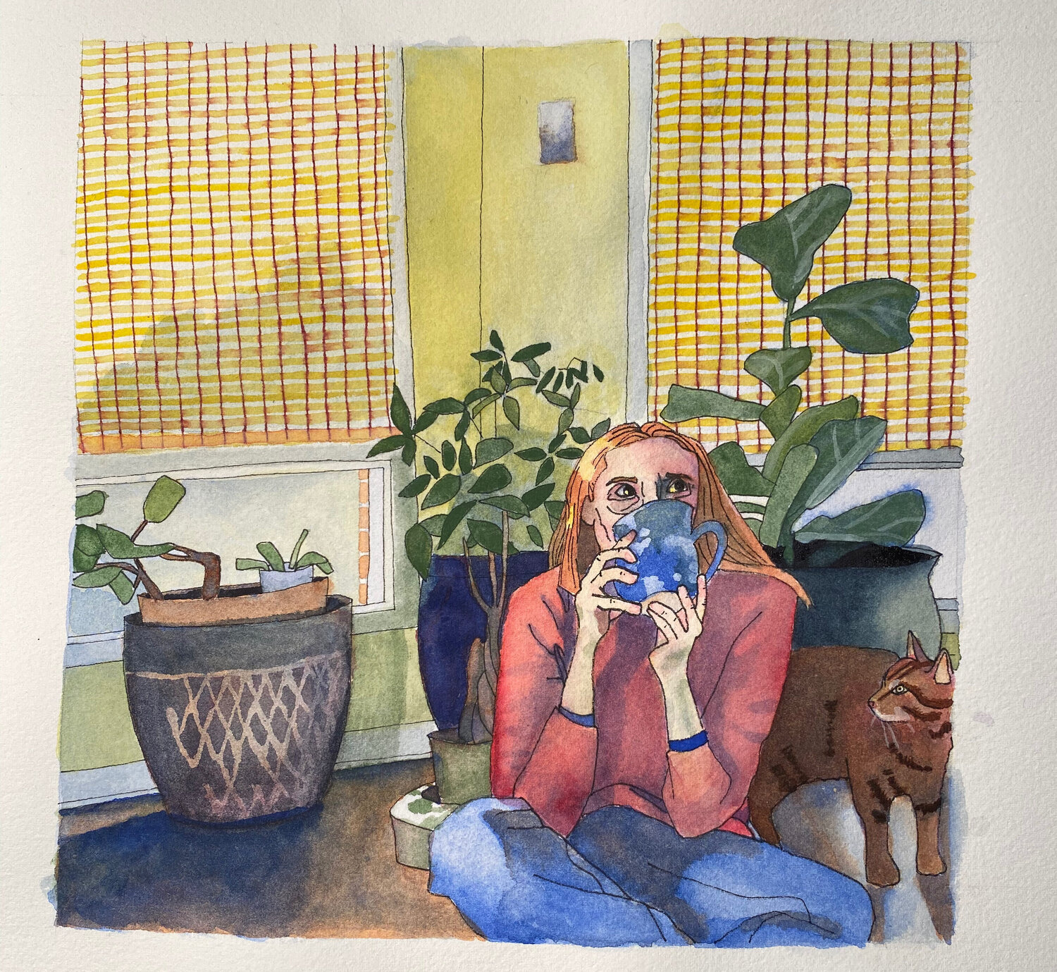 Mary with Cat Meredith Osterman Werk auf Papier zu verkaufen