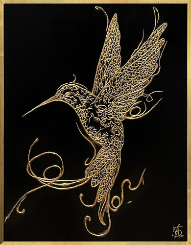 Golden Hummingbird van Victoria Stepanovska, Schilderij te koop op Singulart