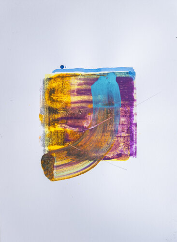 Blauer Balken über Fläche mit Schwung by Rupert Bronner, Work on Paper for Sale on Singulart
