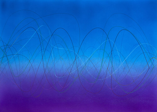 Rhythmus in Kobaltviolett und leuchtendem Blau di Rupert Bronner, Pittura in vendita su Singulart