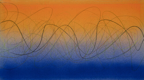 Wellentraum in Blau und Orange di Rupert Bronner, Pittura in vendita su Singulart