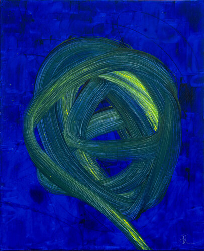 Raumbild Grün im blauen Grund von Rupert Bronner, Malerei kaufen auf Singulart