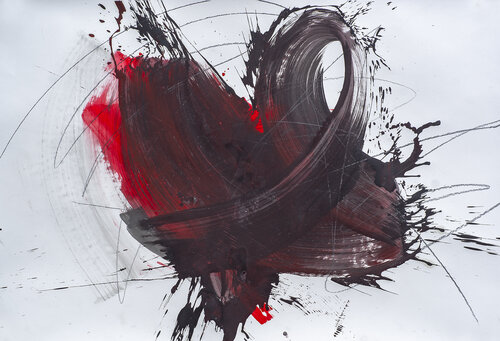 Raumbild Schwarz auf Rot di Rupert Bronner, Pittura in vendita su Singulart