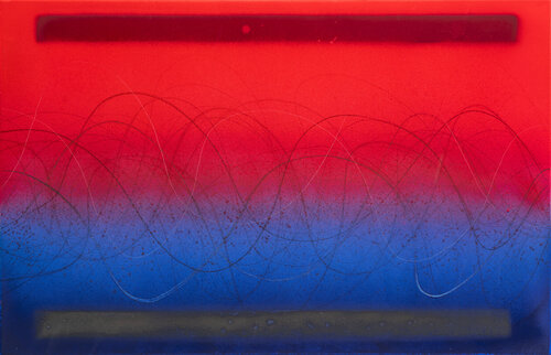 Wellentraum mit Grau und Rot di Rupert Bronner, Pittura in vendita su Singulart