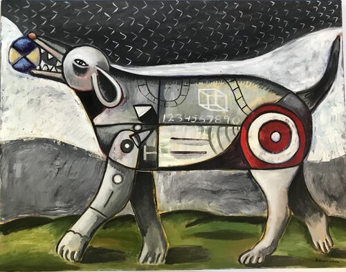 The Playful Dog di Roberto Munguia, Pittura in vendita su Singulart
