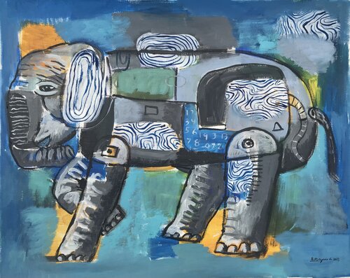Go Elephant Go by Roberto Munguia, Work on Paper for Sale on Singulart