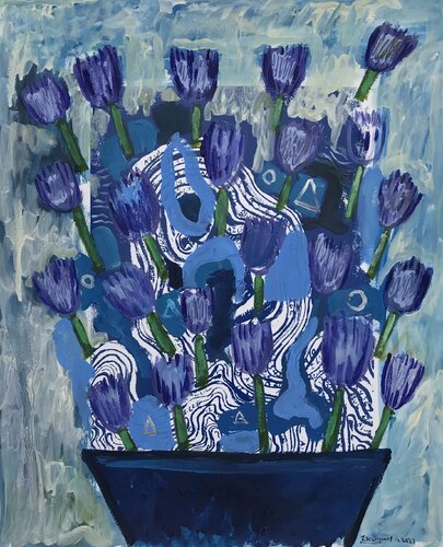 Little purple flowers by Roberto Munguia, Work on Paper for Sale on Singulart