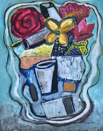 Modern flower pot by Roberto Munguia, Work on Paper for Sale on Singulart