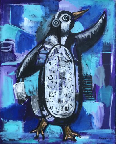 Musical Penguin par Roberto Munguia, Peinture en vente sur Singulart