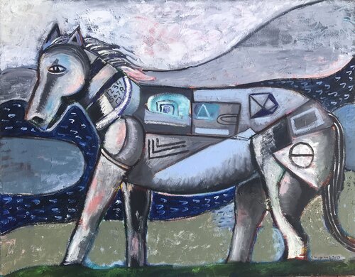 Lonely horse on the mountain van Roberto Munguia, Schilderij te koop op Singulart