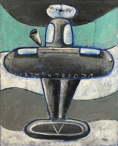 The Gray Airplane by Roberto Munguia, Painting for Sale on Singulart
