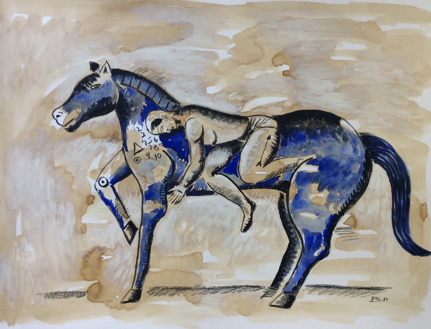 Falling from a blue horse Roberto Munguia