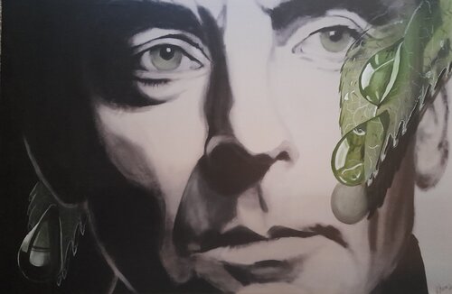 Herbert von Karajan mit Blättern von Michaela Petra Sturm, Malerei kaufen auf Singulart