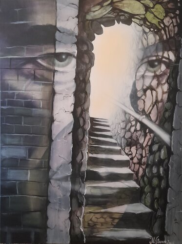 Herbert von Karajan mit Treppe von Michaela Petra Sturm, Malerei kaufen auf Singulart