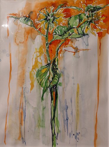 Sonnenblume rot-gelb di Michaela Petra Sturm, Pittura in vendita su Singulart