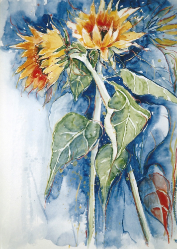 Sonnenblume blau-gelb von Michaela Petra Sturm, Malerei kaufen auf Singulart
