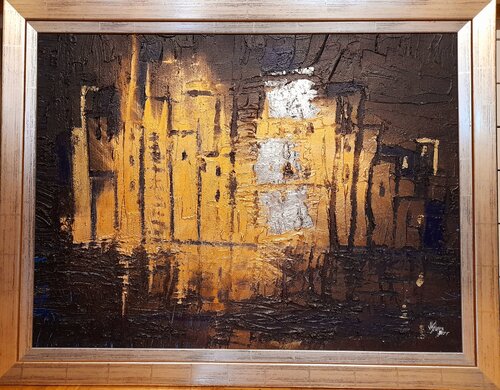 „Golden Skyline – Silver Reflections“ di Michaela Petra Sturm, Pittura in vendita su Singulart