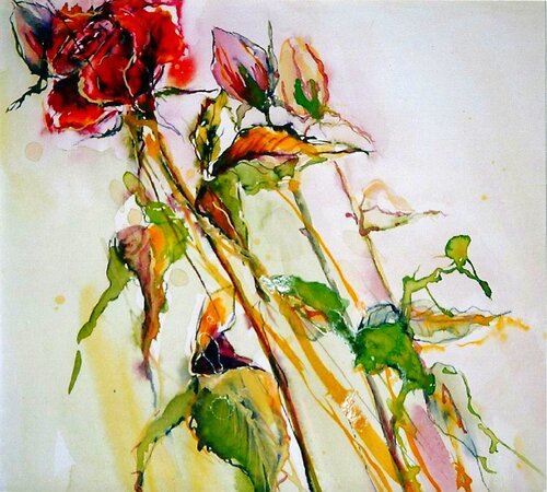 „Rose im Aufbruch“ von Michaela Petra Sturm, Malerei kaufen auf Singulart