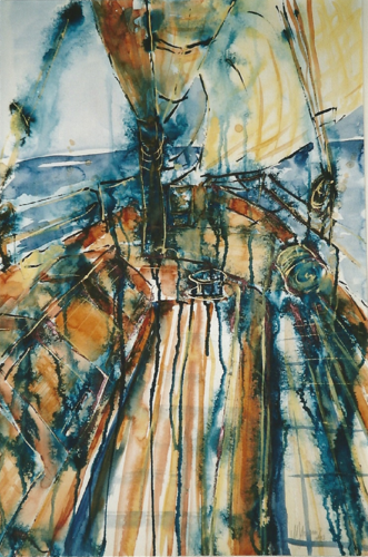 „Im Rhythmus der Wellen“  Segelboot van Michaela Petra Sturm, Schilderij te koop op Singulart