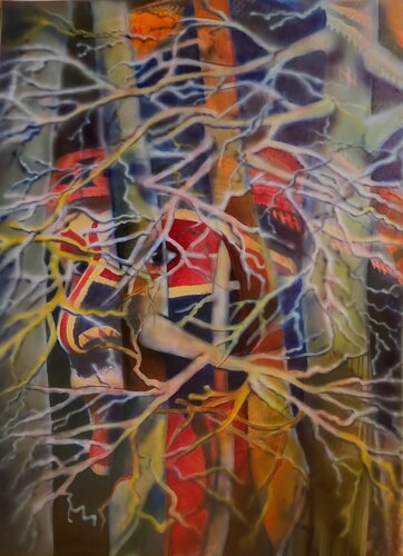 „Blick aus der Tiefe des Waldes“ di Michaela Petra Sturm, Pittura in vendita su Singulart