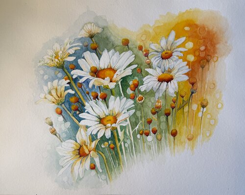 „Sommerflüstern der Margariten“ par Michaela Petra Sturm, Peinture en vente sur Singulart