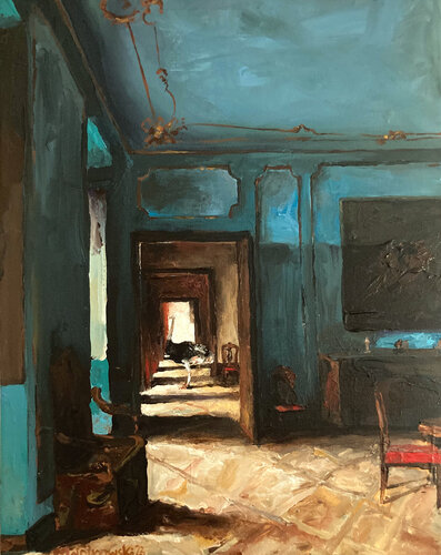 The notion that I burry my head in the sand is just a malicious gossip spread by my rivals. As a successful politician I’ve built my wealth by selflessly confronting all the issues troubling my constituents. di Martin Wojnowski, Pittura in vendita su Singulart