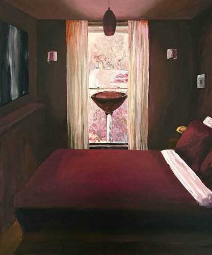 Vintage View. House Red de Martin Wojnowski, Pintura a la venta en Singulart
