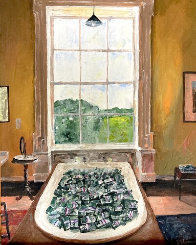 Long Bath Is All I Need After Long Career In Finance van Martin Wojnowski, Schilderij te koop op Singulart