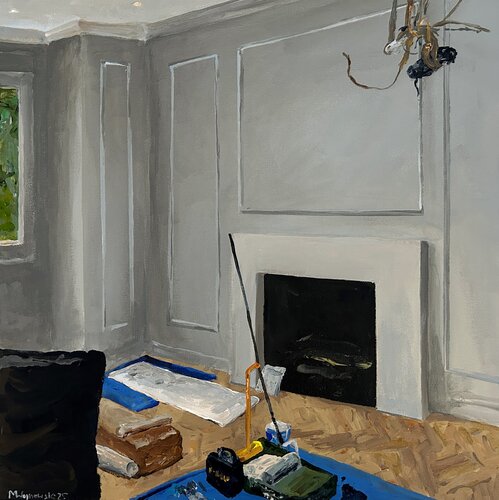 The Interior Scene Cannot Be Completed as the Contractor Left by Martin Wojnowski, 油畫 for Sale on Singulart
