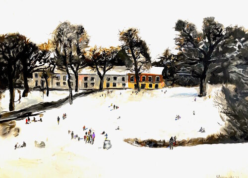 First Snowfall di Martin Wojnowski, Pittura in vendita su Singulart