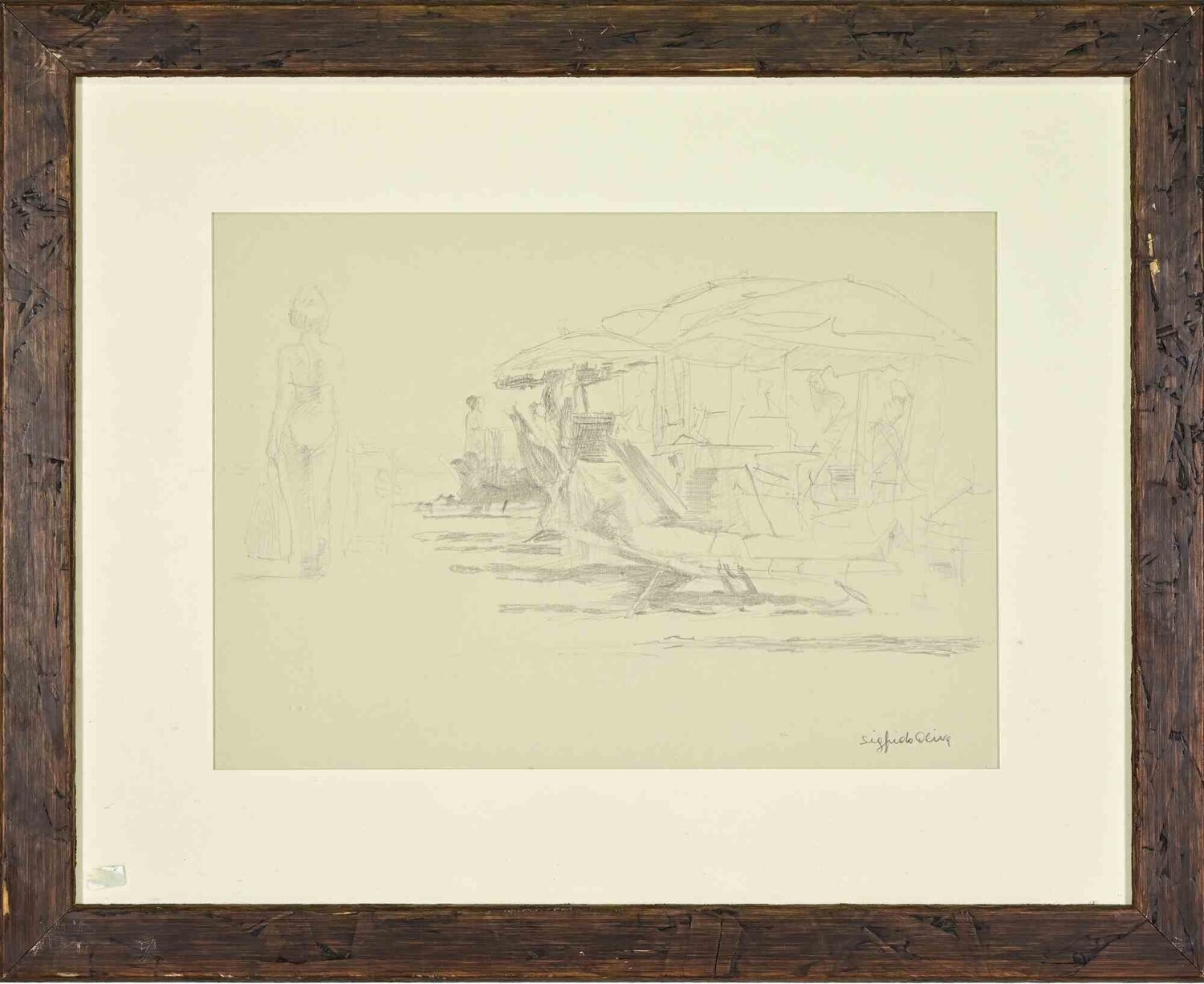 At the Beach Sigfrido Oliva Opera su carta in vendita