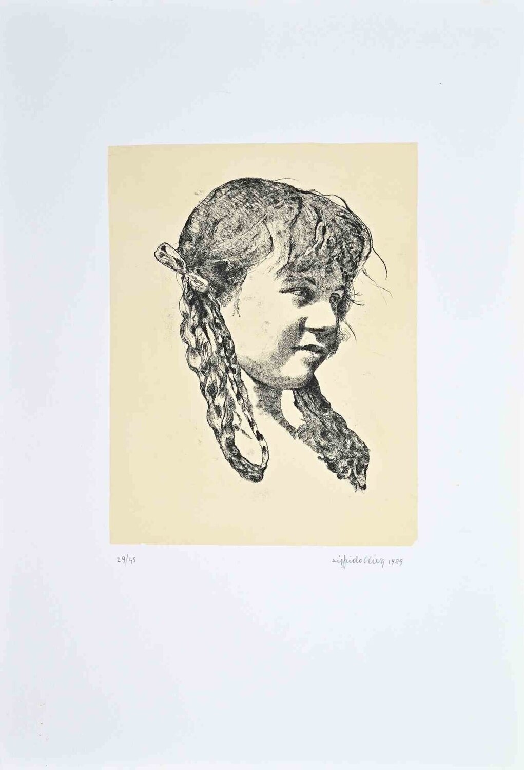 Portrait of a Girl Sigfrido Oliva Druck zu verkaufen