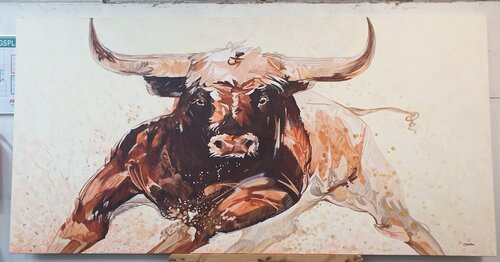 Bull in Motion von Greta Stoytcheva, Malerei kaufen auf Singulart